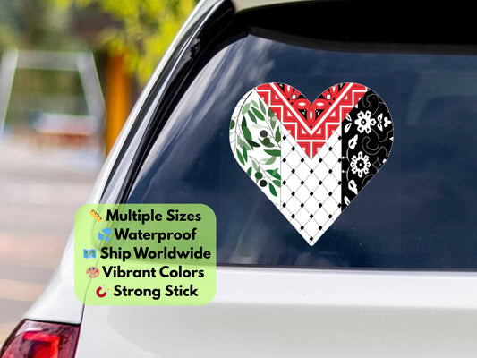 Keffiyeh Palestine Sticker – Black and White Vinyl Decal for Laptop, Car Bumper, Car Windscreen, Water Bottle – Free Palestine Symbol