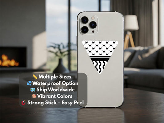 Glossy Vinyl Keffiyeh Protest Sticker – Durable Cultural Symbol for Car Bumper, iPad, Journal – Free Palestine Design - Gaza Heritage Decal