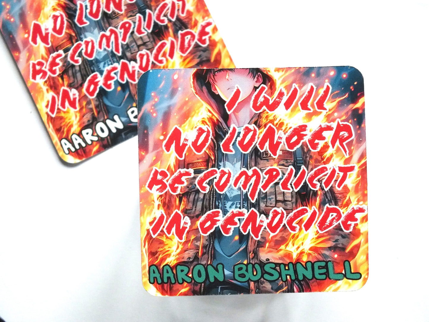 Aaron Bushnell Protest Sticker for Palestine - Waterproof Decal for Car Bumper, Windshield, Notebook, iPad - Solidarity Stickers