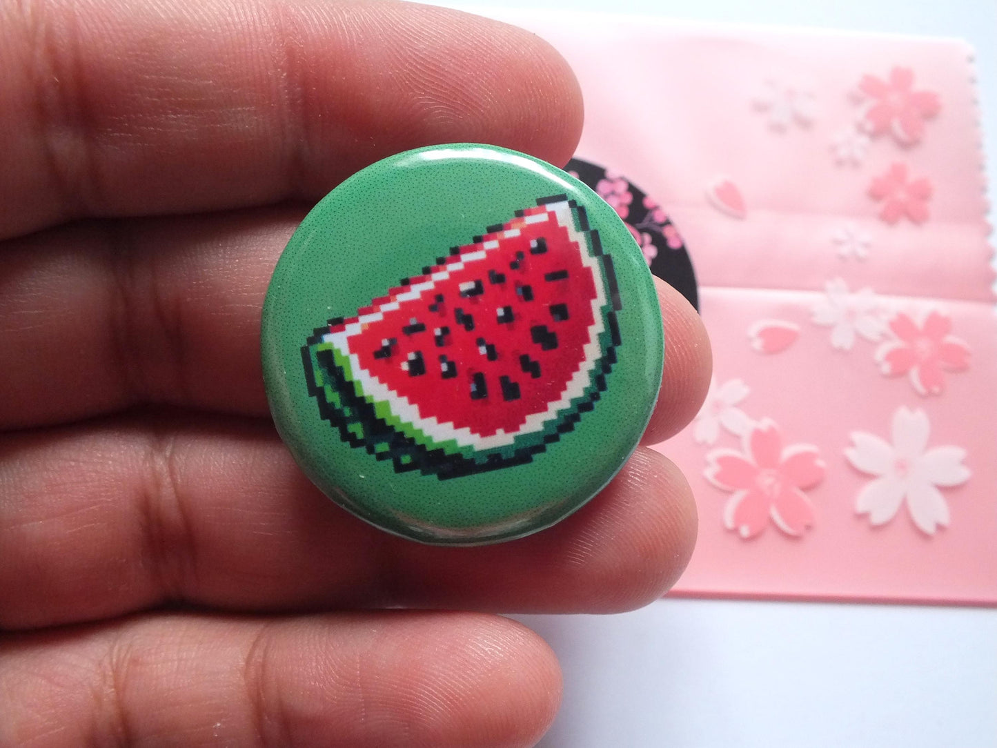Pro Palestine Watermelon Pin - Activist Button Badge in Solidarity with Gaza - Watermelon Artwork Pin for Backpack