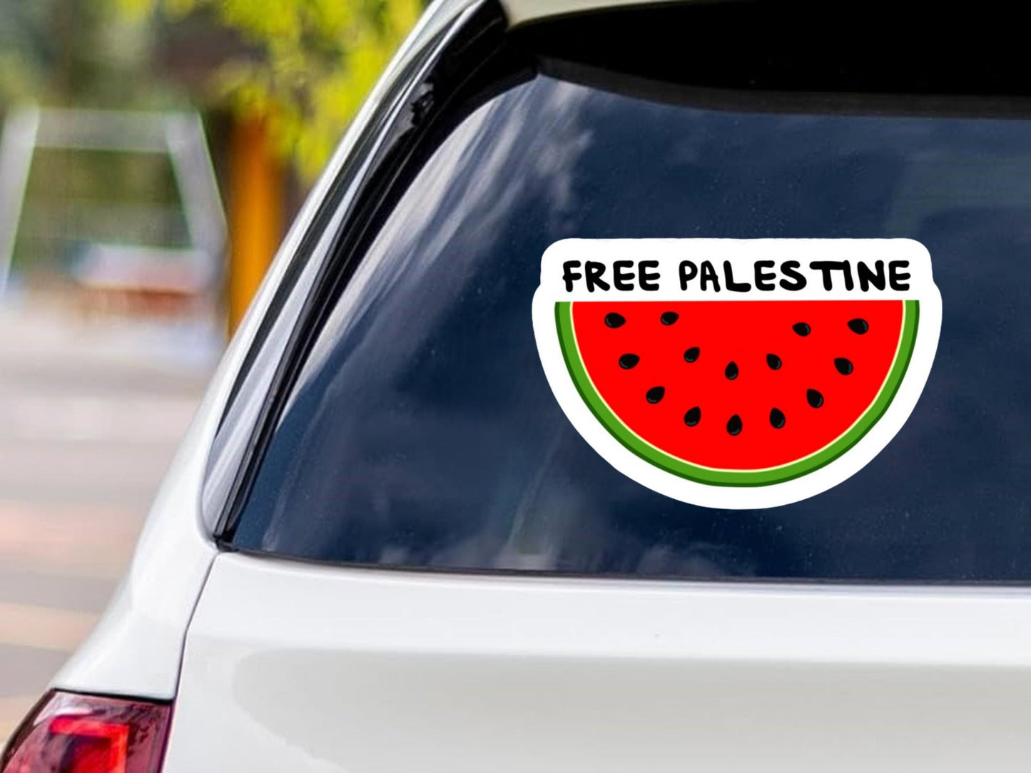 Free Palestine Watermelon Vinyl Decal - Waterproof and Splashproof Option - Perfect for Laptop, Water Bottle, Car Window, Bumper - Save Gaza