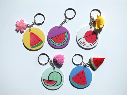 Watermelon Keyring for Palestine - Heart Keychain for Palestine – Keffiyeh Pattern + Watermelon Enamel Charm – Gift for Supporters