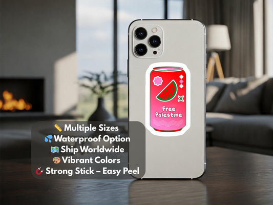 Watermelon Stickers for Palestine - Minimalist Decal for iPhone, Car Window, Car Bumper, Water Bottle – Symbol of Palestine Sticker