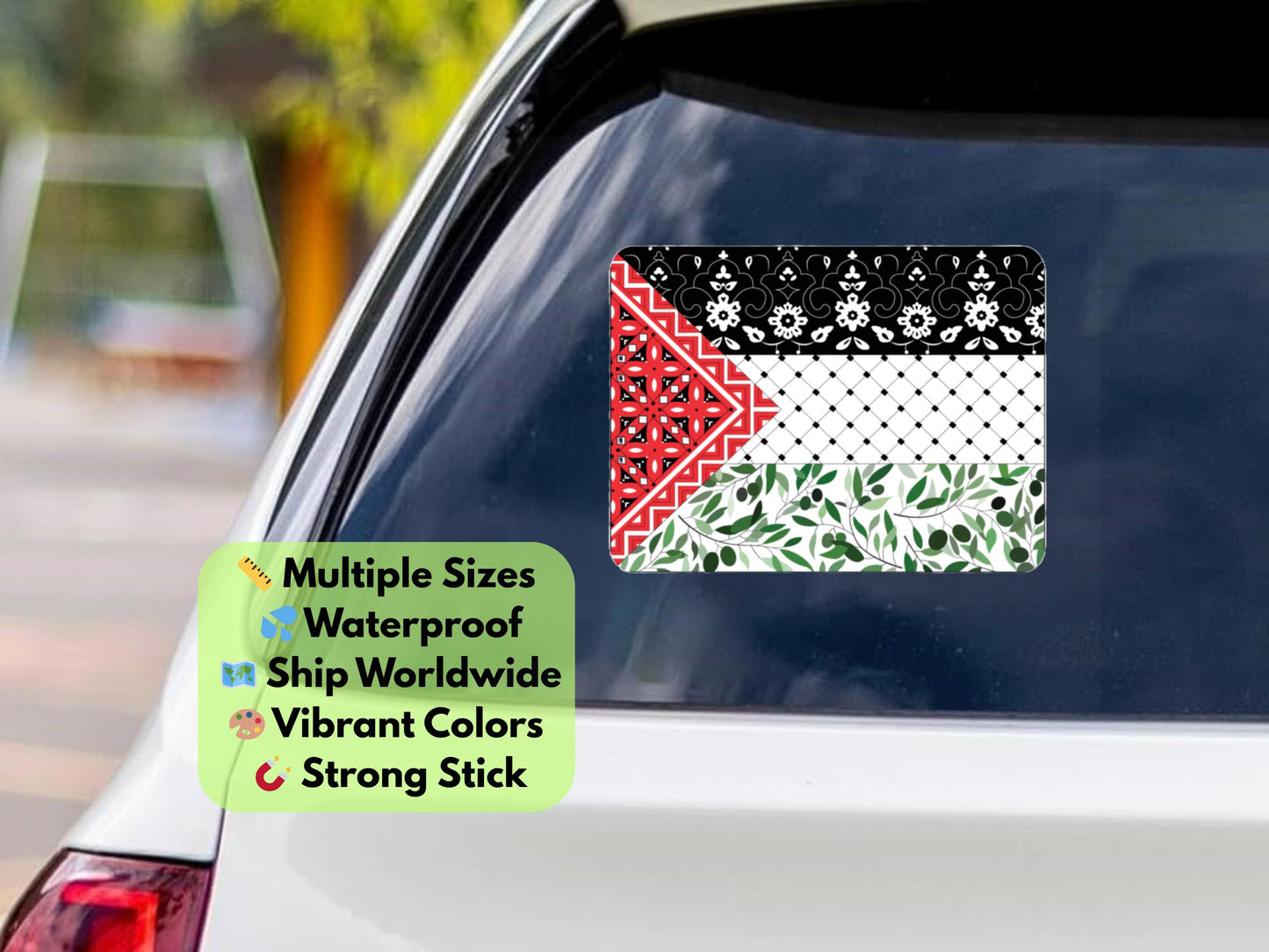 Glossy Palestine Flag Sticker – Free Palestine Vinyl Decal, Pro-Palestine Vinyl Sticker, Waterproof Laptop Sticker, Political Activism Gift