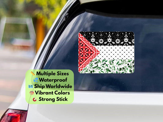 Glossy Palestine Flag Sticker – Free Palestine Vinyl Decal, Pro-Palestine Vinyl Sticker, Waterproof Laptop Sticker, Political Activism Gift