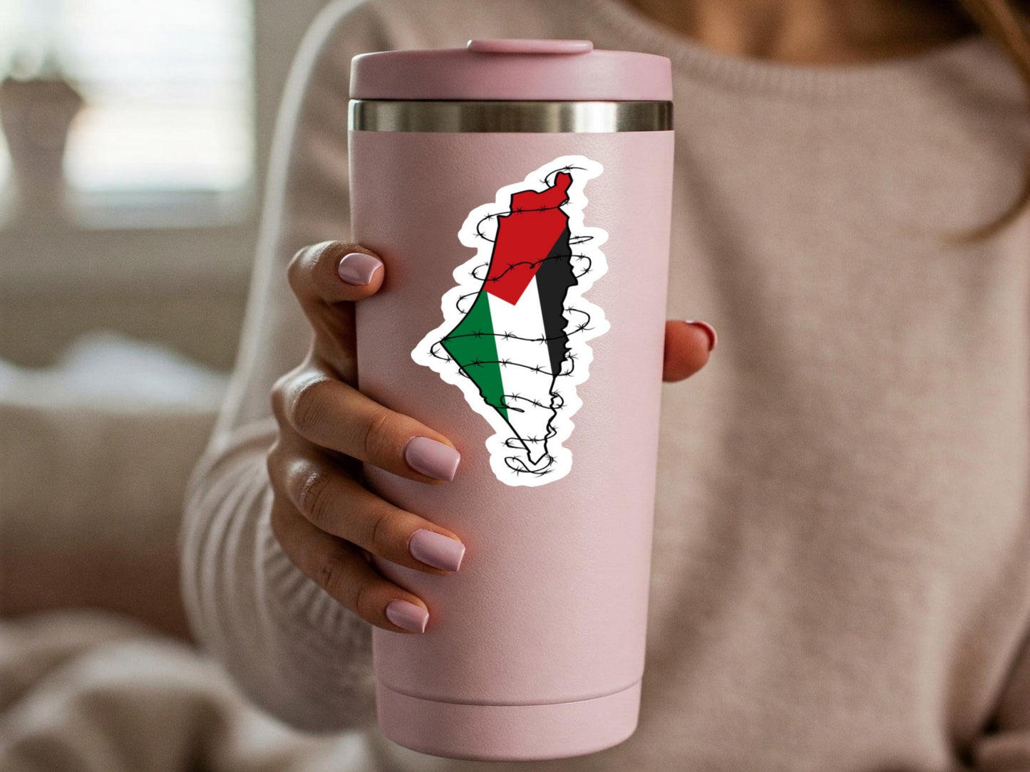 Palestinian Flag Sticker in Solidarity with Gaza – Palestine Vinyl Decal for Water Bottle, Laptop, Journal - Minimalist Flag Sticker