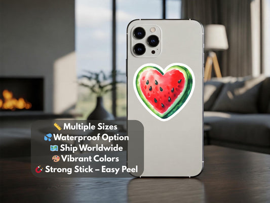 Glossy Watermelon Vinyl Decal for Phone Case - Symbol of Palestine for Pro Palestinian Activist - Sticker for Laptop, Car Bumper - Save Gaza
