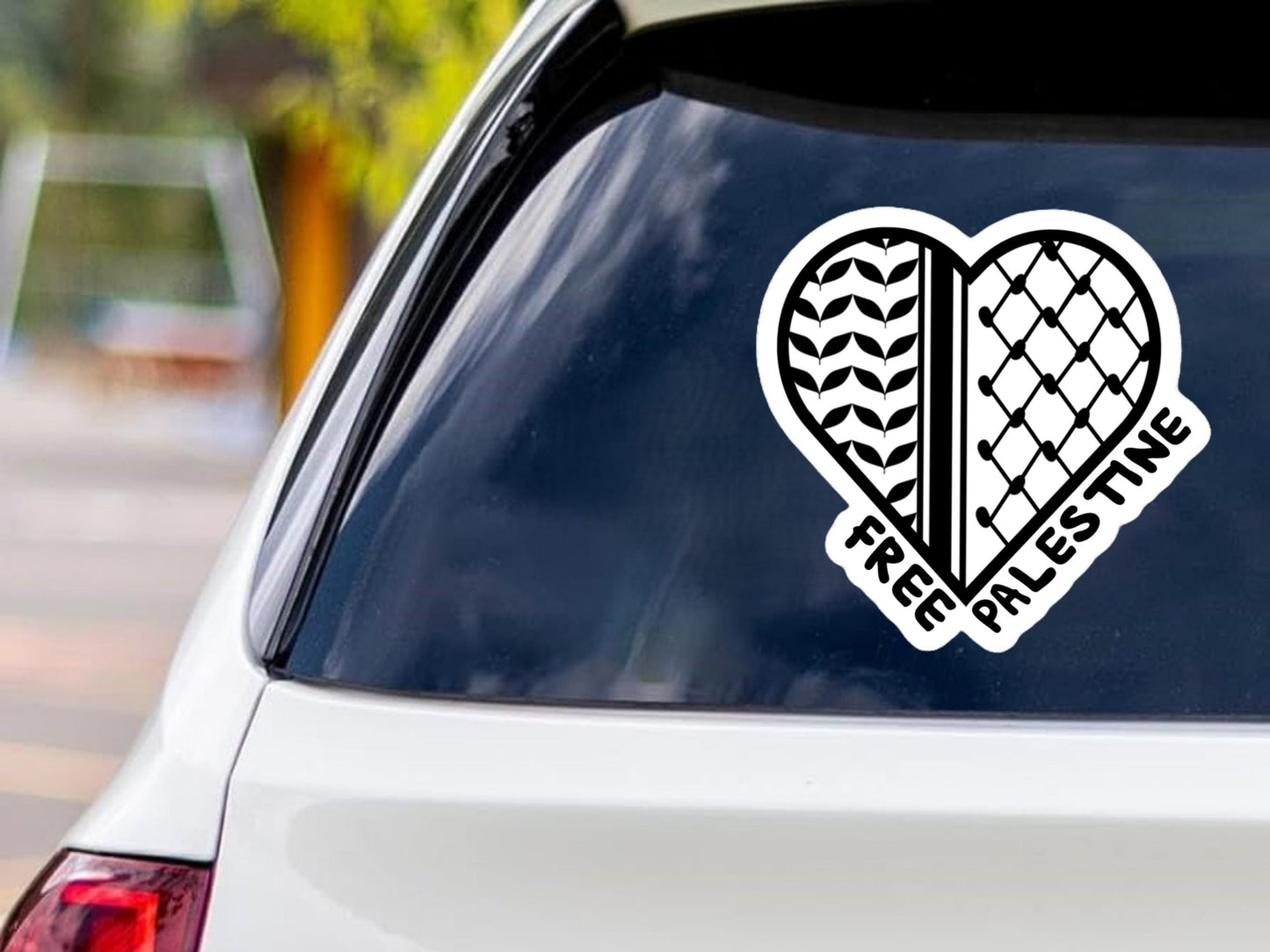 Free Palestine Heart Kuffiya Sticker – Waterproof Vinyl Decal or Splashproof - Palestinian Solidarity Sticker for Car, Laptop, Water Bottle