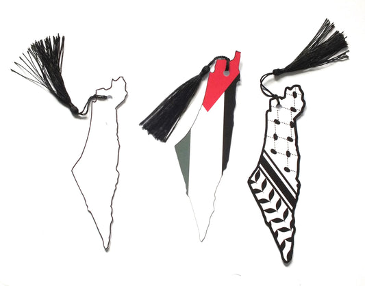 Bookmark in the shape of the map of Palestine - Flag & Keffiyeh Pattern – Cultural Reading Gift for Pro Palestine Supporters and Activists