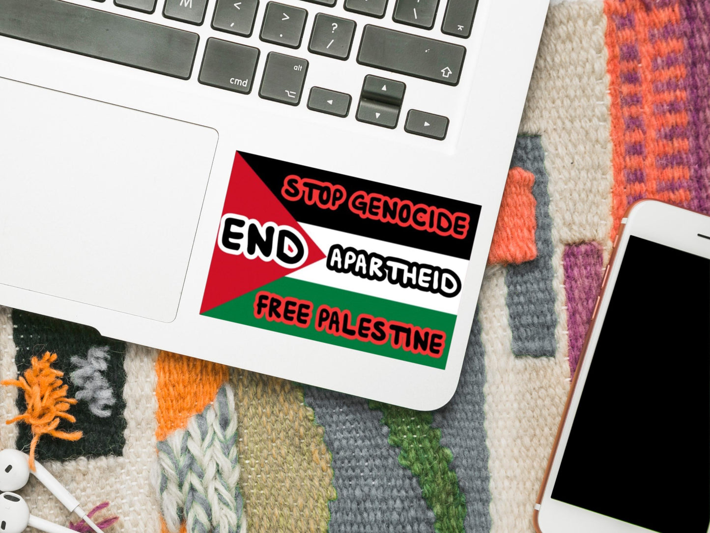 Palestinian Pride Sticker – Glossy Flag Decal for Phone, Water Bottle, Laptop, Car, Skateboard – Support Human Rights and Support Gaza