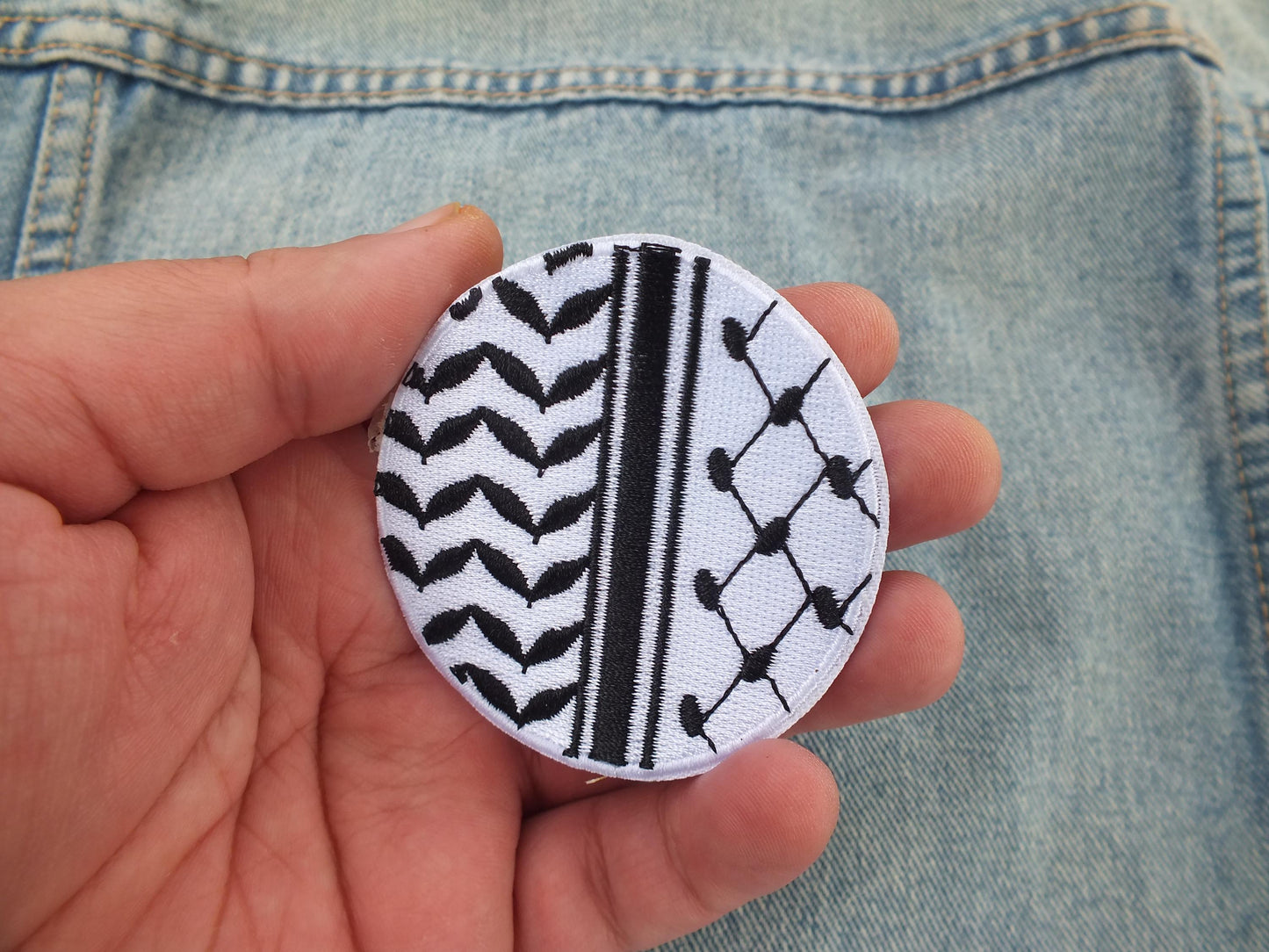 Gaza Activist Patch – Keffiyeh Pattern Embroidery – Iron-On/Velcro Patch for Protest & Cultural Pride - Palestinian Heritage Gift