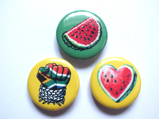 Pro Palestine Watermelon Pin - Activist Button Badge in Solidarity with Gaza - Watermelon Artwork Pin for Backpack