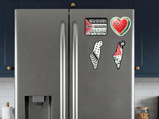 Watermelon & Keffiyeh Magnet for Gaza – Palestine Solidarity Symbol for Fridge, Locker, or Gift Giving - Flag of Palestine Locker Magnet