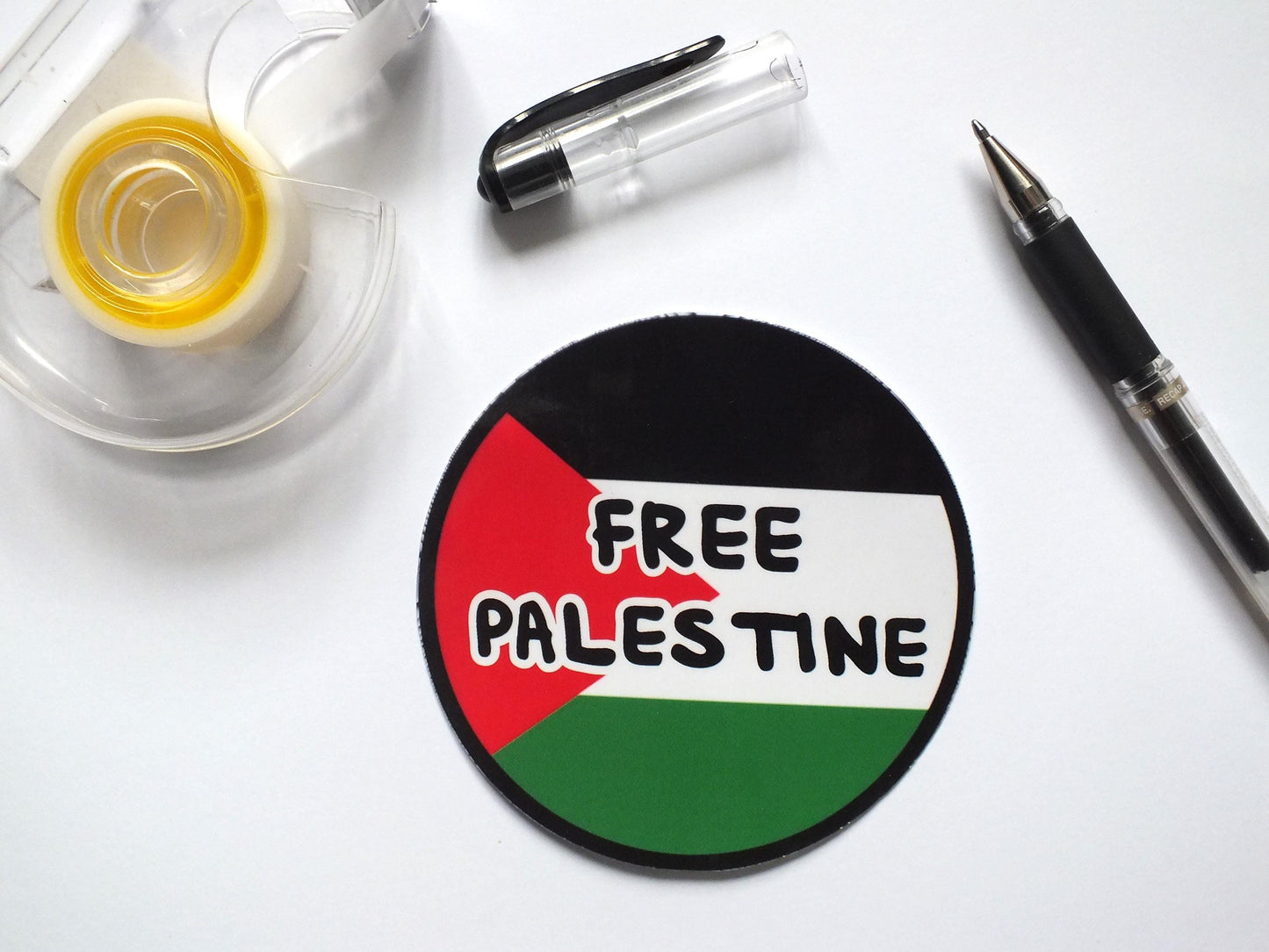 Free Palestine Car Bumper Sticker - Glossy Waterproof Vinyl for Car, Window, Water Bottle – Round Free Palestine Flag Art Sticker