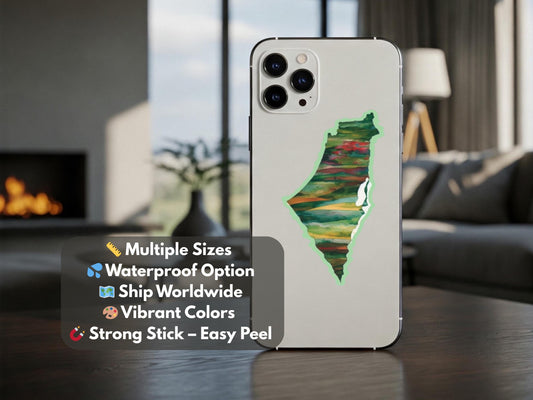 Support Palestine Sticker – Durable Glossy Vinyl Decal for Car, iPad, Journal, Phone Case – Resistance & Hope Design for Activist