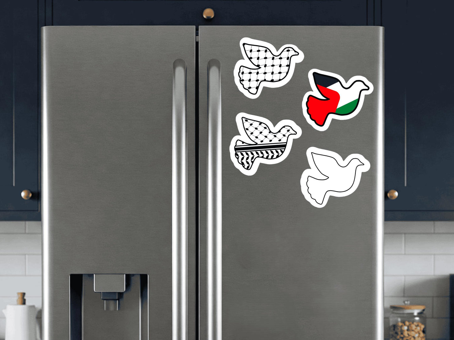 Pro Palestine Resistance Art Magnet – Free Palestine Fridge Decor with Keffiyeh Pattern - The Flag of Palestine - Peace Dove Locker Magnets