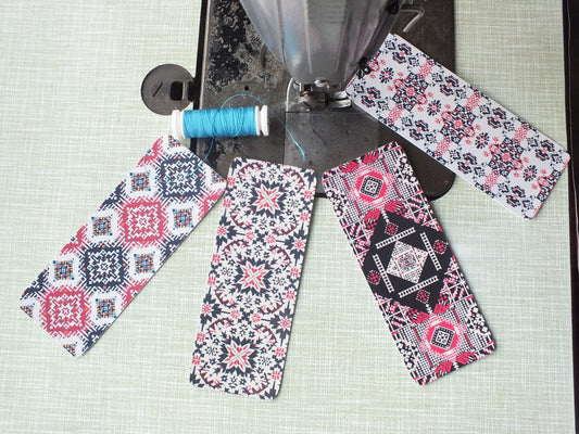 Pro Palestine Bookmarks with Tatreez Pattern - Keffiyeh & Flag Art – Handmade Gift for Palestine Supporters - Profits to Gaza Charities