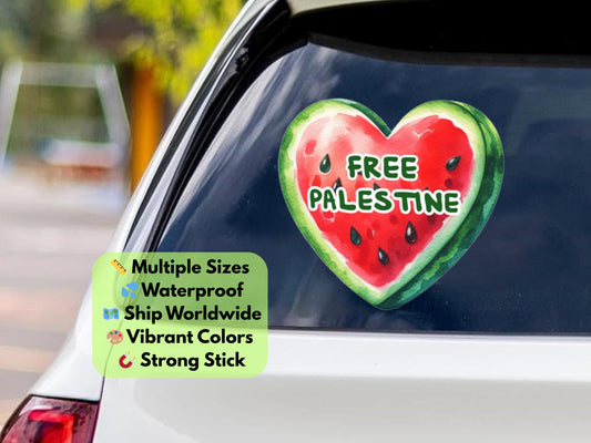 Watermelon Palestine Sticker - Waterproof Political Sticker for Journal, Laptop, Car Window, Water Bottle, iPad – Support Free Palestine