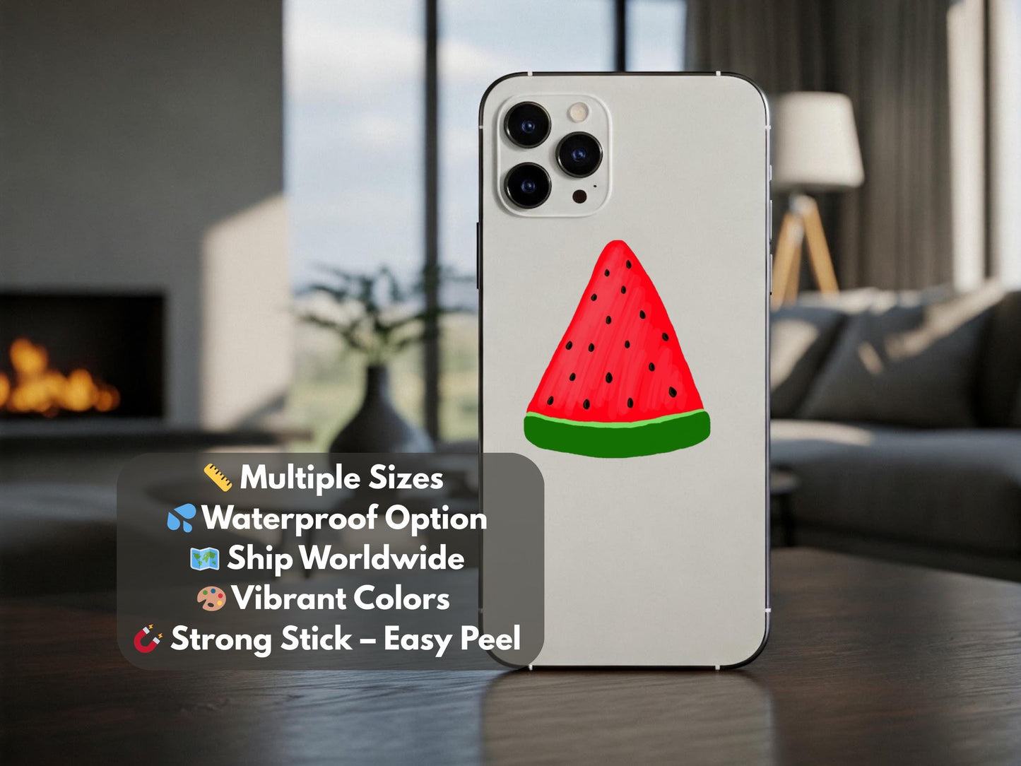 Pro Palestine Watermelon Decal - Minimalist Decal for Phone Case, Car Bumper, Windscreen, Journal Notebook – Symbolic Activism Art for Gaza