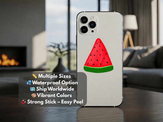 Pro Palestine Watermelon Decal - Minimalist Decal for Phone Case, Car Bumper, Windscreen, Journal Notebook – Symbolic Activism Art for Gaza
