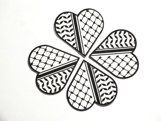 Palestinian Keffiyeh Sticker – Black White Glossy Vinyl Decal for Laptop, Bumper, Window, Bottle – Free Palestine Symbol - Heart Shape Decal