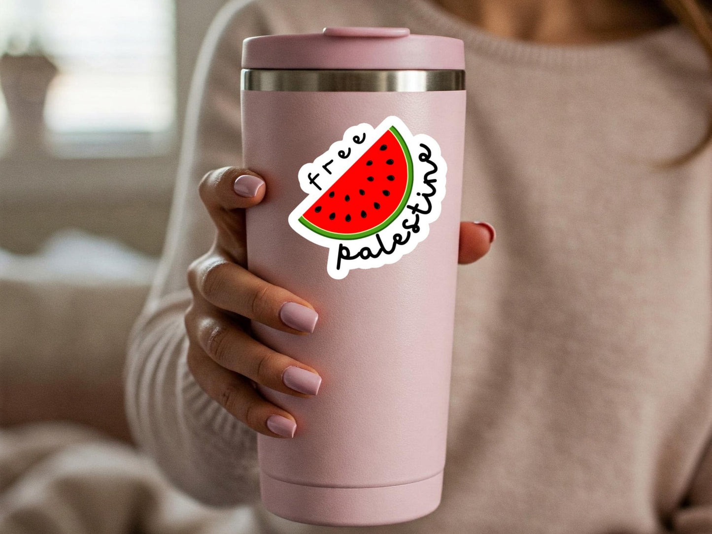 Palestine Solidarity Watermelon Decal - Glossy Sticker for Laptop, Car, Bumper, Window, Water Bottle, iPad, Phone Case – Support Palestine
