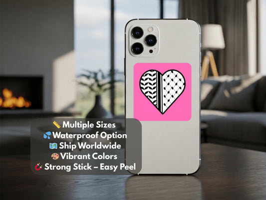 Palestinian Keffiyeh Sticker – Vinyl Resistance Art for Laptop, Water Bottle, Car – Symbol of Solidarity - Glossy Weatherproof Vinyl