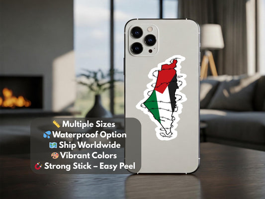 Palestinian Flag Sticker in Solidarity with Gaza – Palestine Vinyl Decal for Water Bottle, Laptop, Journal - Minimalist Flag Sticker