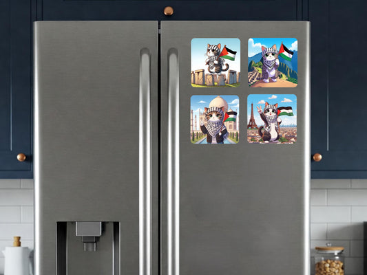 Political Magnet – Free Palestine Fridge Accessory with Watermelon & Keffiyeh for Awareness and Pride - Locker Art for Gaza Activist
