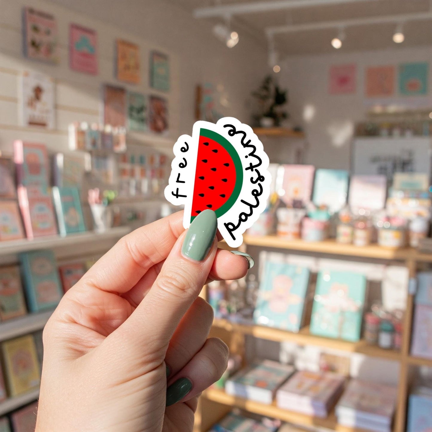 Free Palestine Watermelon Sticker – Minimalist Decal for Phone, Window, Car Bumper, Water Bottle – Symbol of Palestine - Proceeds to Gaza
