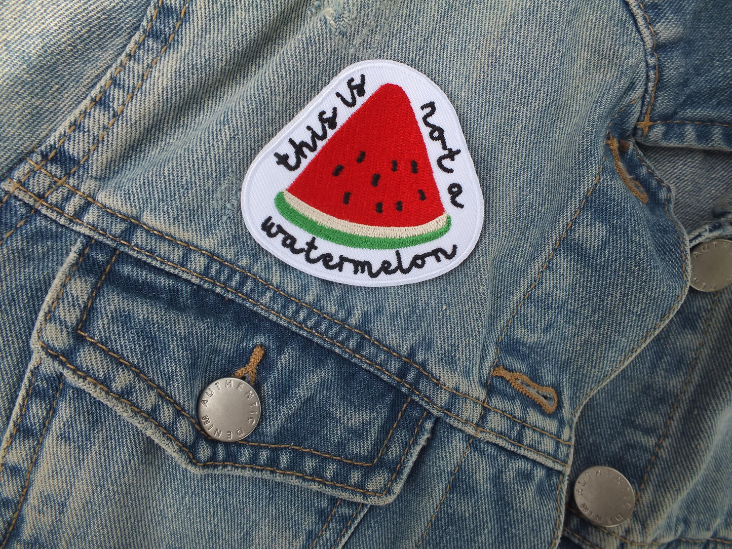 Handmade Watermelon Patch – Palestine Activist Embroidery – Iron-On or Hook & Loop Backing - Palestine Flag Sew On Patch for Activist