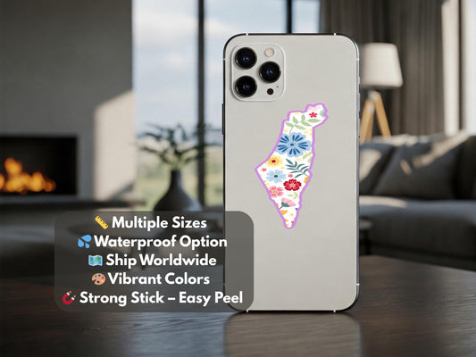 Floral Sticker for Palestine - Bold Glossy Vinyl Decal for Bumper, Water Bottle, Journal – Political Statement - Stand with Gaza Gift
